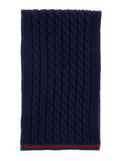 Blue Scarf with Web Hem and Tricot Knitting in Wool Boy Blu Scarfs Foulards