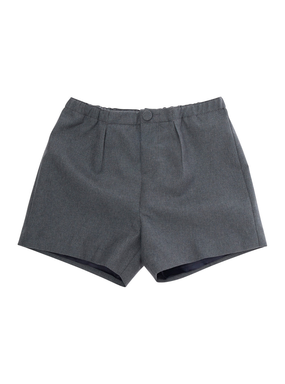 Grey Shorts with Elastic Waist and Logo Lettering in Fabric Baby Bermuda