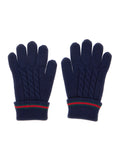 Blue Gloves with Tricot Knitting and Web Detail in Wool Boy Blu Hats