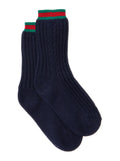 Blue Knit Socks with Web Detail on the Ankle in Cotton Baby Blu 100& Underwear