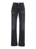 Black Jeans with Belt Loops and Logo Patch on the Rear in Denim Woman Cotton