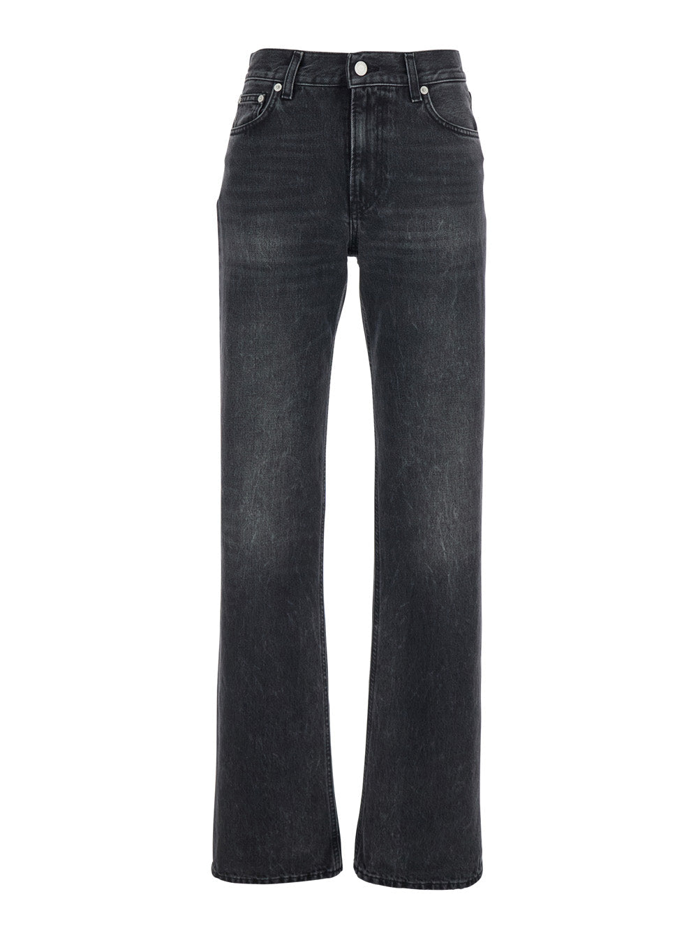 Black Jeans with Belt Loops and Logo Patch on the Rear in Denim Woman Cotton