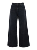 Debby Black Jeans With Wide Leg And Logo Patch On The Rear Denim Woman