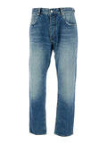 Kanye Light-Blue 5-Pocket Jeans with Logo Patch in Cotton Denim Man Blu