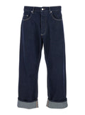 Ross Blue 5-Pocket Jeans with Logo Patch in Cotton Denim Man Blu