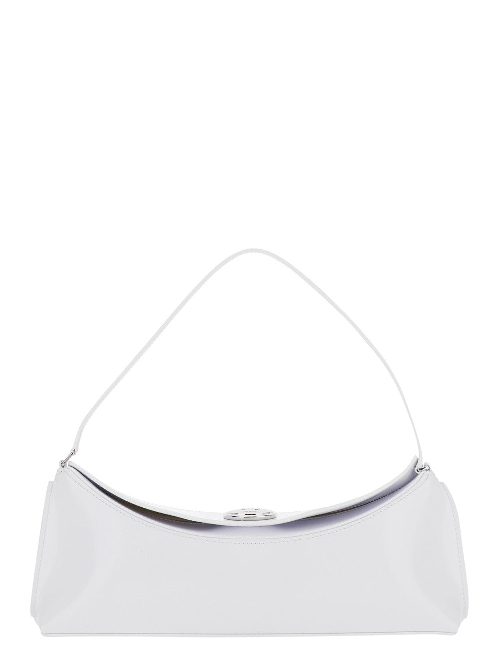 Le Calisso White Shoulder Bag with Engraved Snap Button in Leather Woman Calf