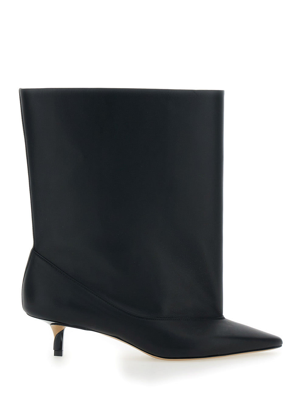 Les Bottes Tourni Black Ankle Boots With Pointed Toe And Low Stiletto Heel Leather Woman