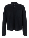 Black Polo Shirt with Tone-on-Tone Logo on Front in Cotton Knit Man Tshirts And