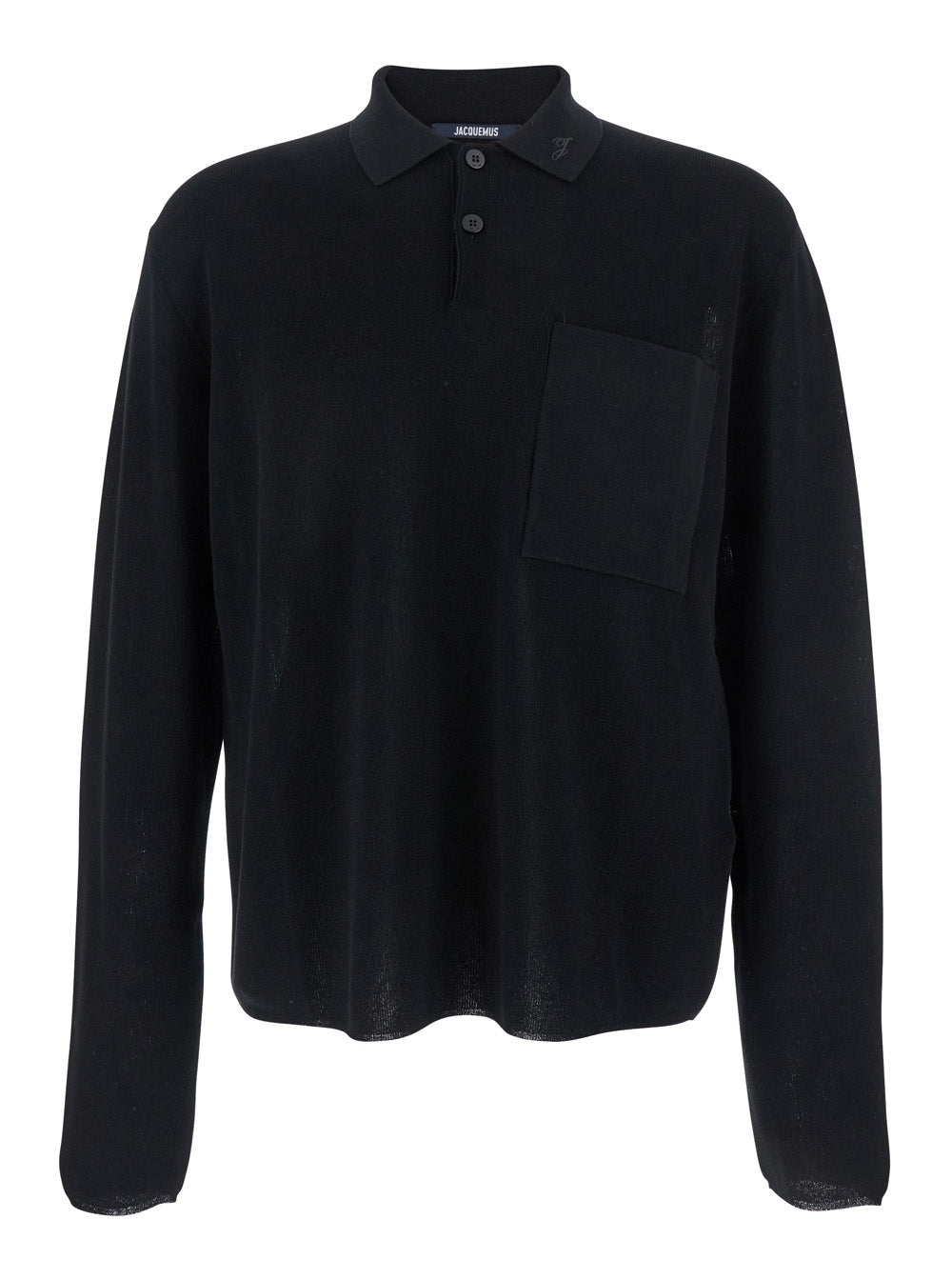 Black Polo Shirt with Tone-on-Tone Logo on Front in Cotton Knit Man Tshirts And