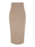 Beige Skirt With Pencil Desgin Wool Woman