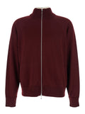 Bordeaux Cardigan with High Neck and Front Zip Closure in Wool Man Virgin Jersey