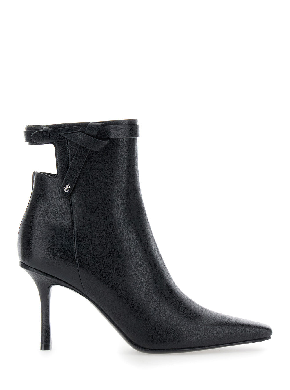 Camie Black Ankle Boots With Knot Detail Leather Woman