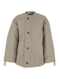 Beige Crewneck Jacket with Quilted Design on the Front and Logo Embroidery Rear in Fabric Man Outerwear