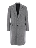 Grey Single-Breasted Coat with Classic Lapels in Wool Man Outerwear