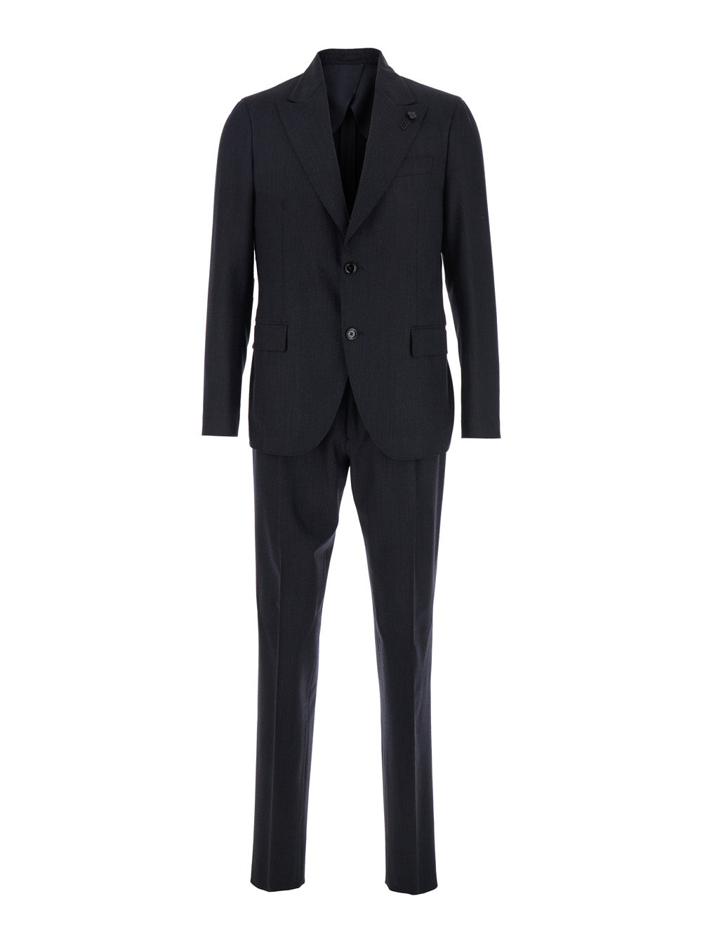 Grey Single-Breasted Suit with Classic Revers in Flanel Man Suits