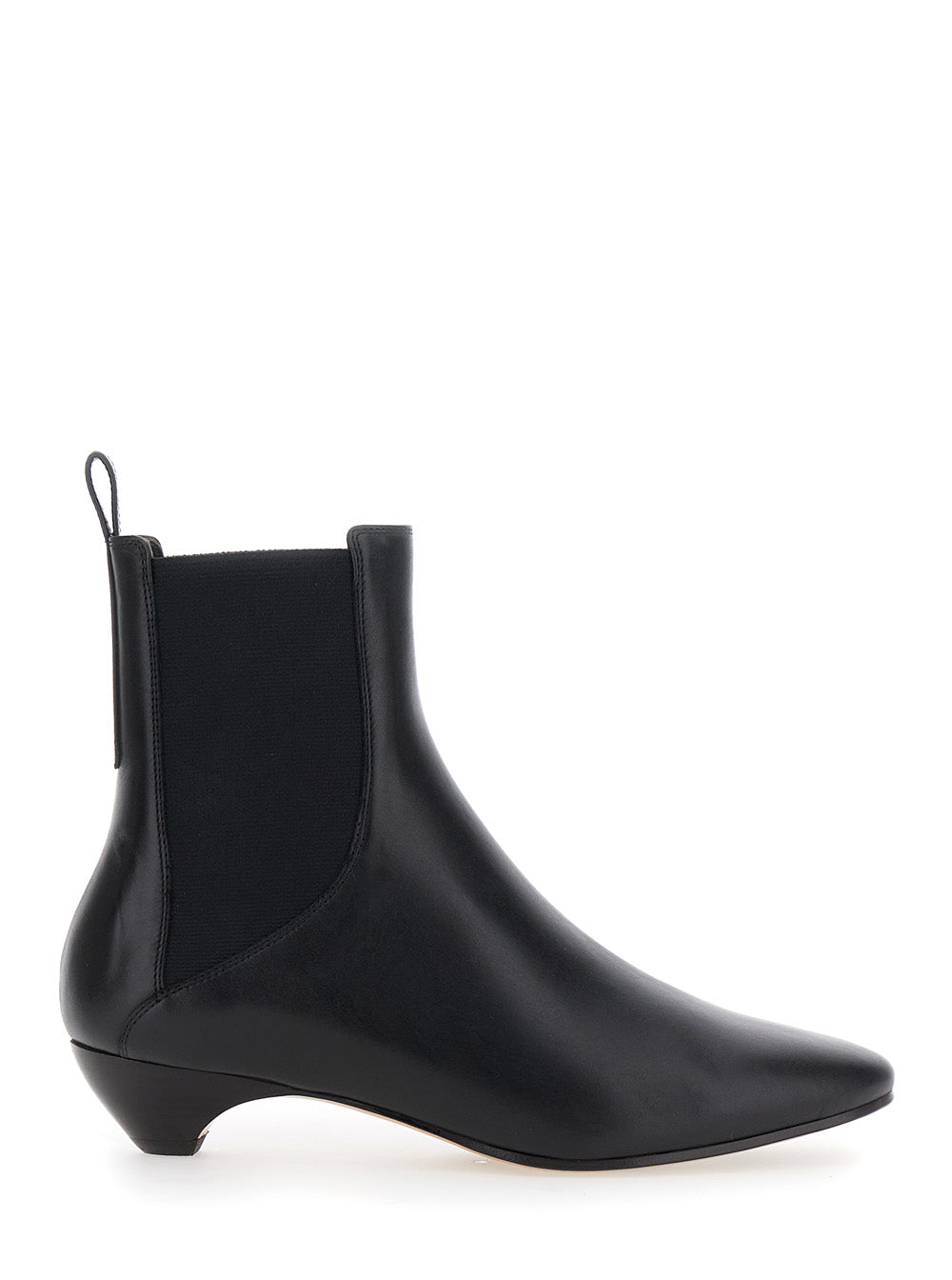 Allegra Chelsea Black Ankle Boots With Elastic Panels Leather Woman