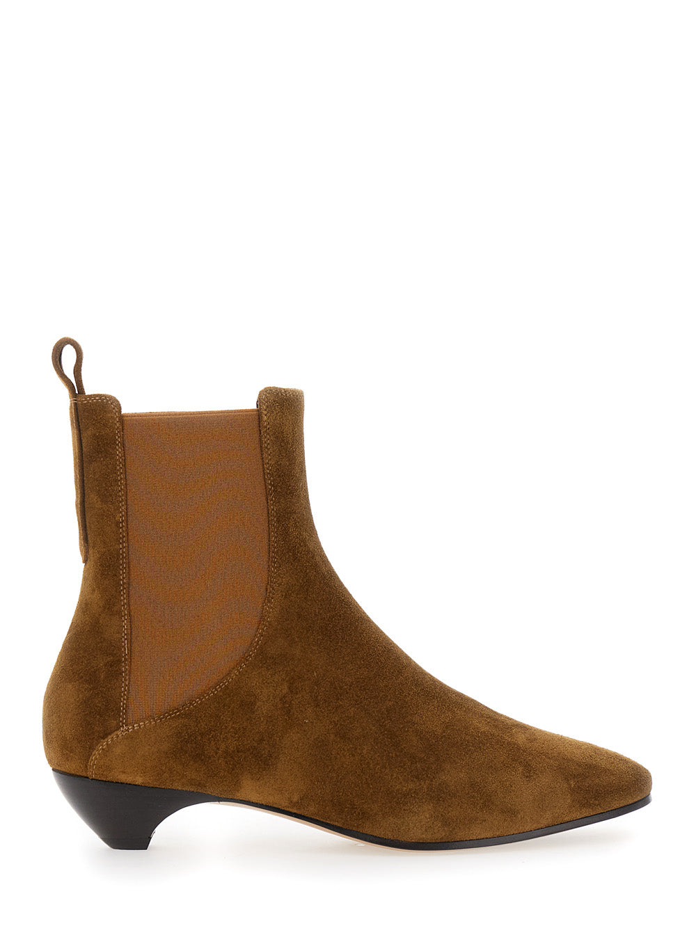 Allegra Chelsea Beige Ankle Boots with Elastic Panels in Suede Woman Brown