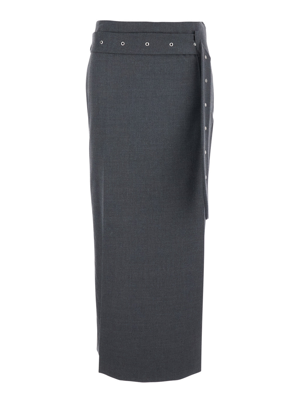 Grey Skirt With Waist Belt Fabric Woman
