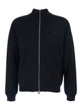 Black Sweatshirt with High Neck and Logo Embroidery on the Front in Wool Man Sweatshirts