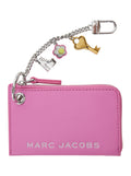 The Coin Purse Charm Pink Keychain with Logo Lettering on Front and Embellishments in Grained Leather Woman Products