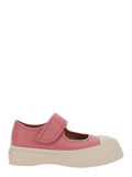 Mary Jane Pink Sandals with Touch-Strap Closure and Logo Patch on the Rear in Leather Woman Calf Sneaker