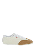 White Sneakers with Suede Details and Lettering Logo in Eco-Leather Woman Polyamide