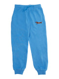 Light Blue Trousers With Elastic Waist And Front Embroidery Cotton Boy