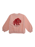 Pink Crewneck Sweatshirt with Maxi Print on the Front in Cotton Baby Sweatshirts