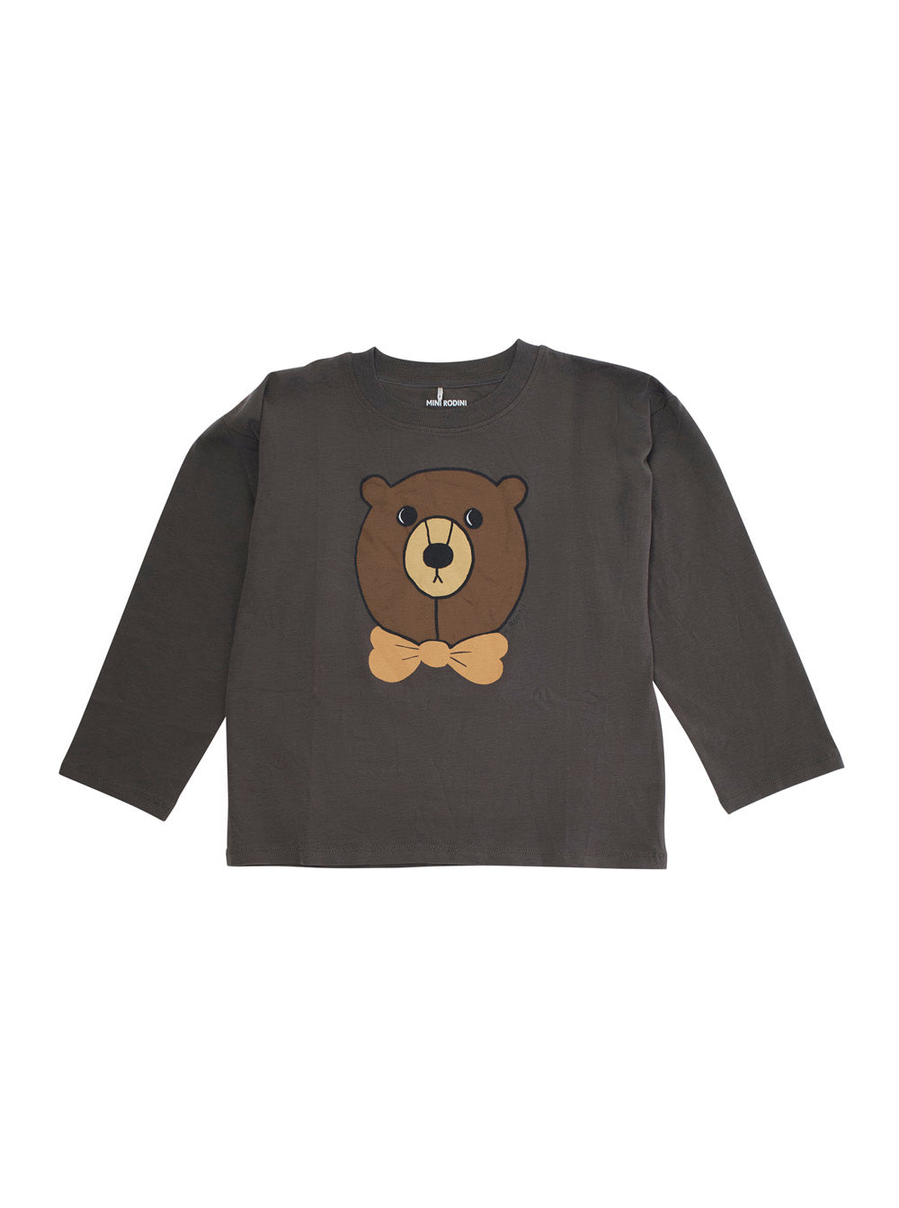 Grey Crew Neck Sweater with Front Print in Cotton Boy Jersey