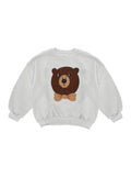 Grey Sweatshirt with Bear Patch on the Front in Cotton Boy Sweatshirts