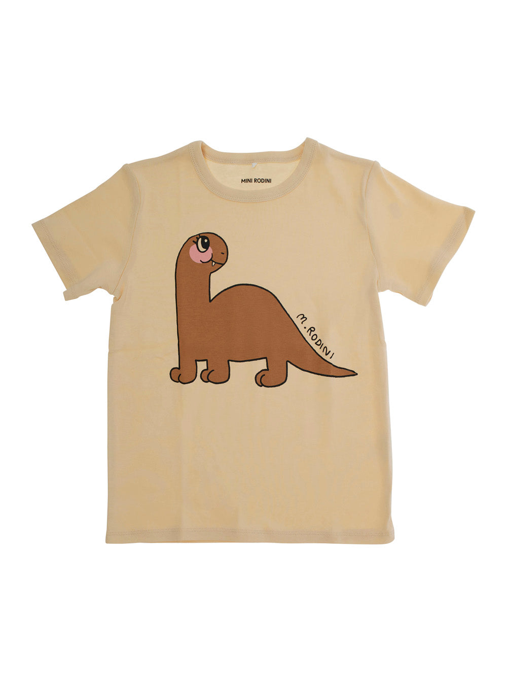 Beige Crewneck T-Shirt wth Print on the Front in Cotton Girl Tshirts And Polo Shirts