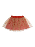 Pink Skirt with Layered Tulle and All-Over Polka-Dot Motif in Tech Fabric Girl Polyester