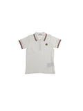 White Polo with Applied Logo Patch on the Sleeve in Cotton Baby Elastane Tshirts And Shirts