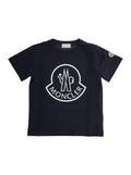 Black Crewneck T-Shirt with Logo Print in Stretch Cotton Boy Blu Tshirts And Polo Shirts
