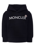 Black Hoodie with Logo Lettering Print in Cotton Boy Sweatshirts