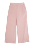 Pink Pants with Rear Elastic Waist and Logo Patch on the Front in Corduroy Girl Cotton Trousers
