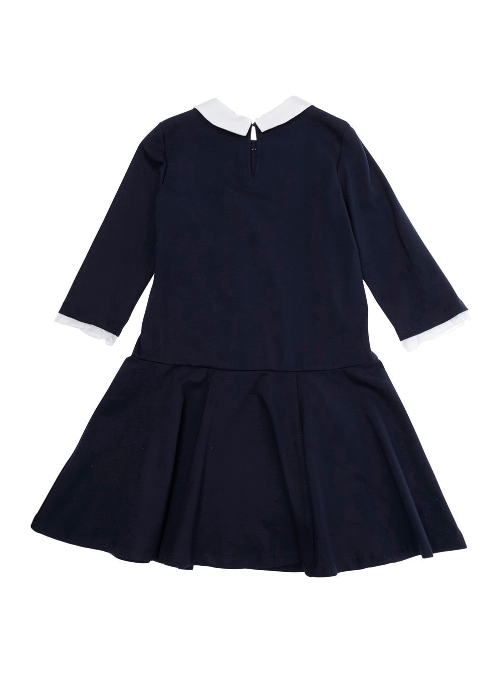Natalya Blue Dress with Hidden Back Closure and Flared Skirt in Cotton Girl Blu