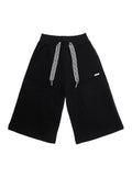 Black Shorts with Elasticated Waist Drawstring and Logo Plaque on the Front in Cotton Girl Trousers