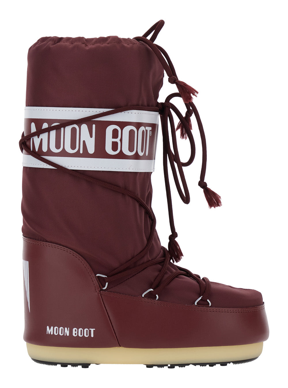 Icon Bordeaux Snow Boots with Maxi Logo Print on the Side in Tech Fabric Woman Polyamide Pvc
