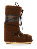 Icon Brown Snow Boots with Maxi Logo Print on the Side in Fleece Woman Acrilyc Polyester Pvc