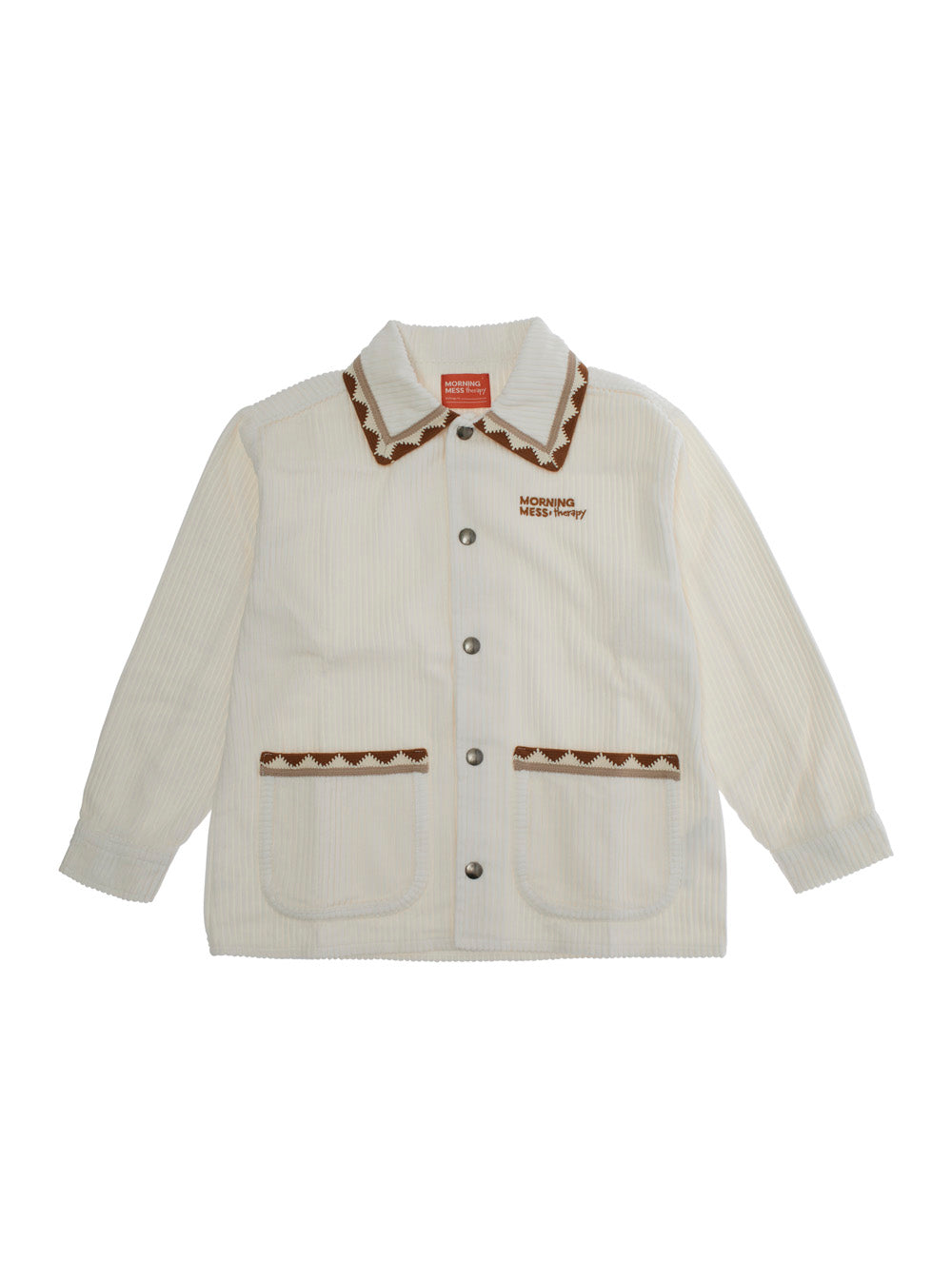 Dora White Jacket with Classic Collar and Two Front Patch Pockets in Corduroy Girl Blazers