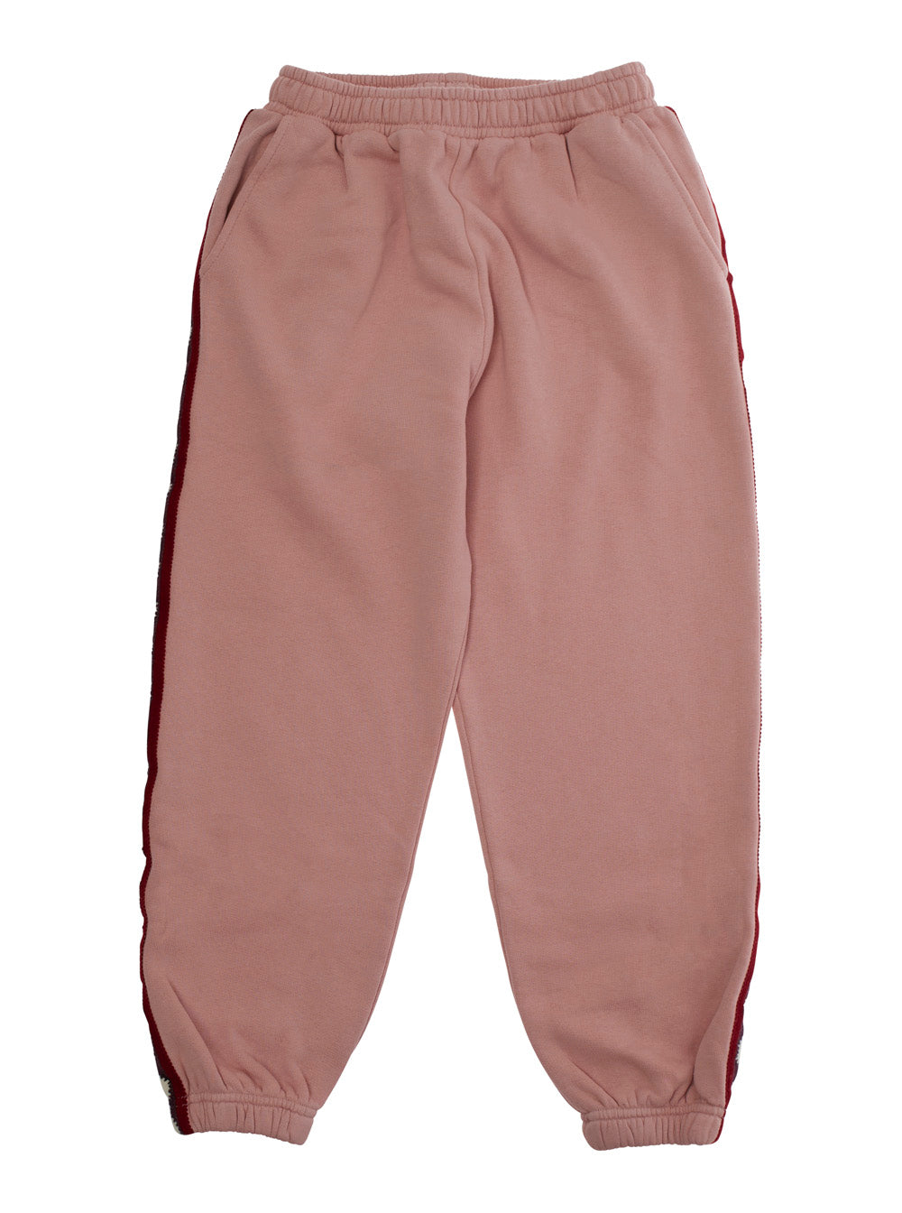 Gino Pink Pants with Elastic Waist and Embroidery on the Side in Cotton Girl Trousers