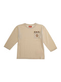 Ciro White Crewneck T-Shirt with Long Sleeves and Patch Pocket on the Front in Cotton Girl Tshirts Polo Shirts