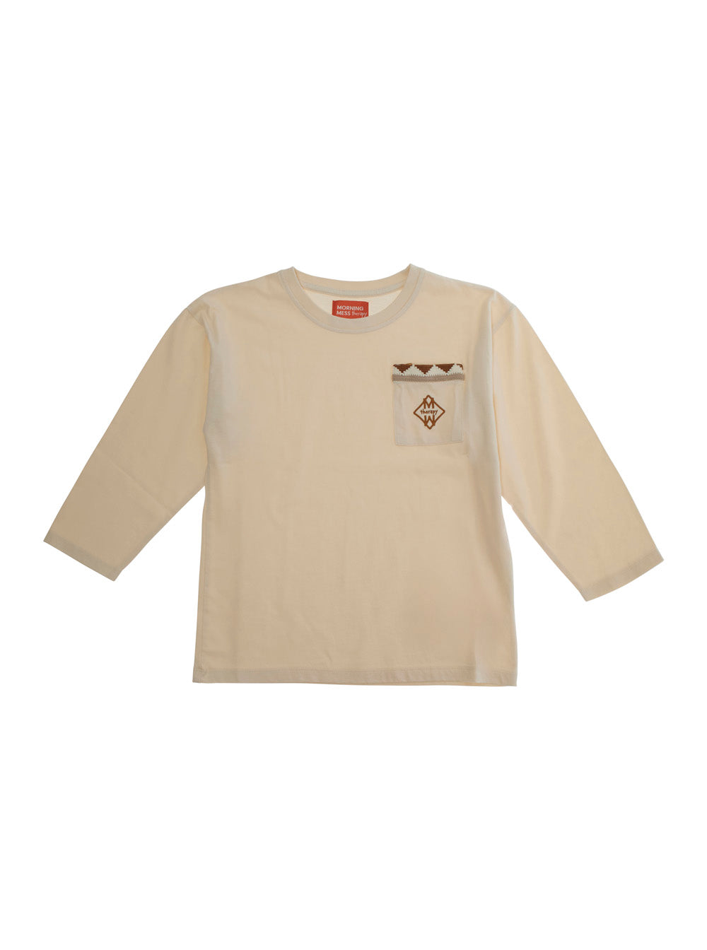 Ciro White Crewneck T-Shirt with Long Sleeves and Patch Pocket on the Front in Cotton Girl Tshirts Polo Shirts