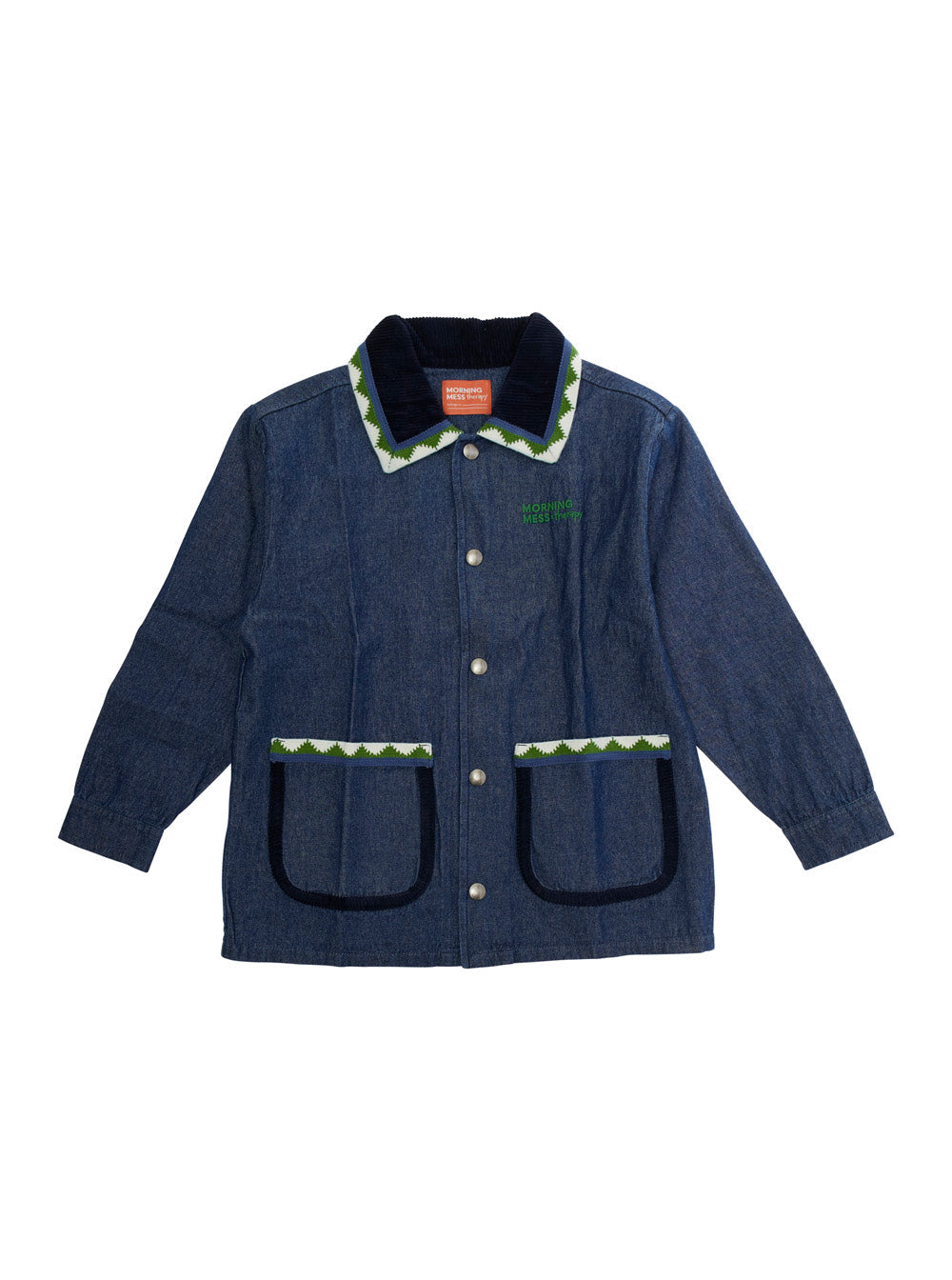 Dora Blue Jacket with Classic Collar and Two Front Patch Pockets in Denim Girl Blu Blazers