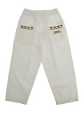 Teresa White Pants with Elastic Waist and Logo Lettering on the Front in Corduroy Girl Trousers