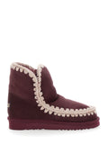 Eskimo Bordeaux Ankle Boots With Crochet Details And Logo Patch On The Rear Suede Woman