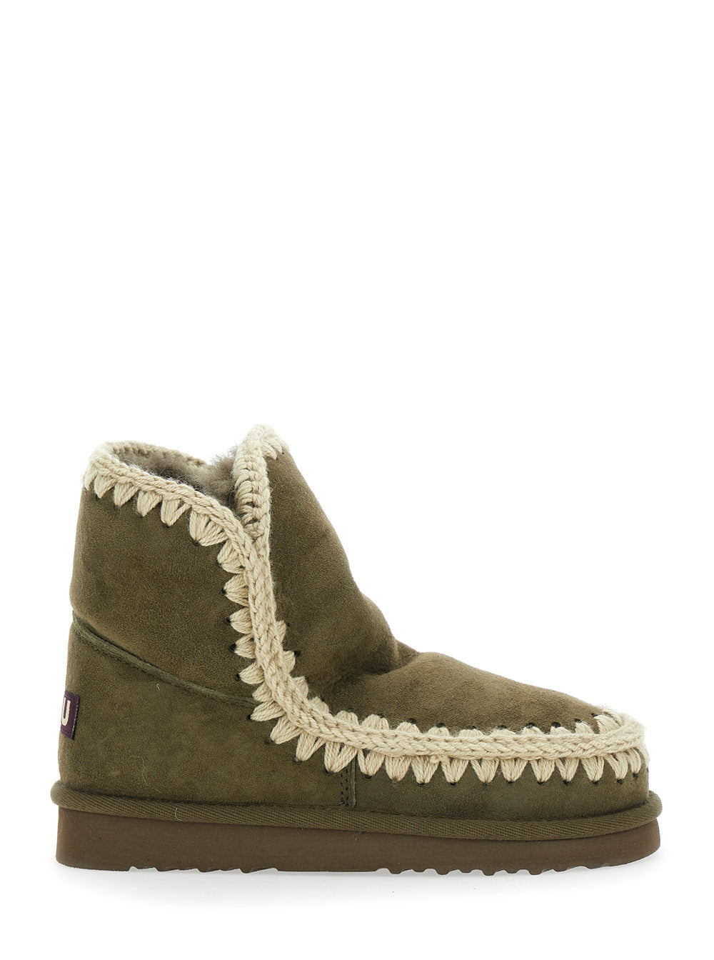 Eskimo Green Ankle Boots With Crochet Details And Logo Patch On The Rear Suede Woman