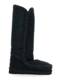 Eskimo Black Boots with Braided Effect and Logo Patch on the Rear in Leather Woman Sheep