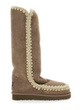 Eskimo Grey Boots with Braided Effect and Logo Patch on the Rear in Leather Woman Brown Sheep